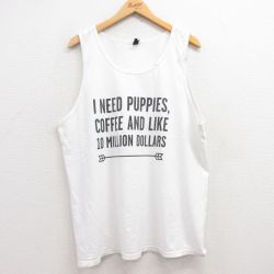 XL★古着 タンクトップ メンズ COFFEE コットン クルーネック 白 ホワイト 25jul17 中古