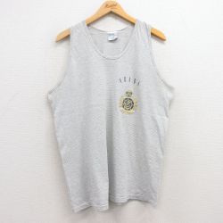 L★古着 ビンテージ タンクトップ メンズ 90年代 90s アルバ コットン クルーネック USA製 グレー他 ボーダー 25jul17 中古