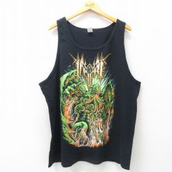 【50%OFF】XL★古着 フルーツオブザルーム ロック バンド タンクトップ メンズ インフェリ 大きいサイズ コットン クルーネック 黒 ブラック 25jul17 中古