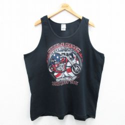 【20%OFF】XL★古着 ビンテージ タンクトップ メンズ 00年代 00s バイク 大きいサイズ コットン クルーネック 黒 ブラック 25jul18 中古