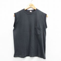 M★古着 ビンテージ タンクトップ メンズ 90年代 90s 無地 胸ポケット付き クルーネック USA製 黒 ブラック 【spe】 25jul18 中古