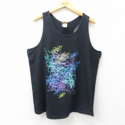 XL★古着 ジャンセン ビンテージ タンクトップ メンズ 90年代 90s ELECTRIC BEACH コットン クルーネック USA製 黒 ブラック 【spe】 25jul18 中古