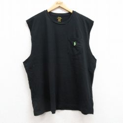 ラルフローレン ノースリーブTシャツ ワンポイントロゴ ブラック XL | 古着