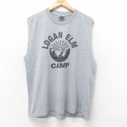 【50%OFF】L★古着 ジャージーズ ノースリーブ ビンテージ Tシャツ メンズ 00年代 00s LOGAN ELM シカ クルーネック グレー 霜降り 25jul24 中古