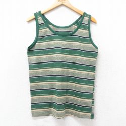 M★古着 ビンテージ タンクトップ メンズ 80年代 80s 緑他 グリーン ボーダー 25jul24 中古