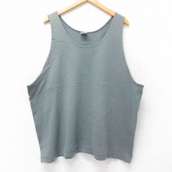 【50%OFF】XL★古着 ビンテージ タンクトップ メンズ 90年代 90s 無地 大きいサイズ コットン クルーネック USA製 緑系 グリーン 25jul24 中古