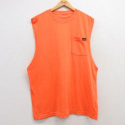XL★古着 ディッキーズ Dickies ノースリーブ Tシャツ メンズ 胸ポケット付き 大きいサイズ クルーネック オレンジ 25jul19 中古