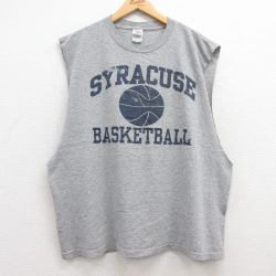 【50%OFF】XL★古着 ノースリーブ ビンテージ Tシャツ メンズ 00年代 00s シラキュース バスケットボール 大きいサイズ クルーネック グレー 霜降り 25jul19 中古