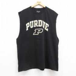 XL★古着 チャンピオン champion ノースリーブ Tシャツ メンズ PURDUE 大きいサイズ コットン クルーネック 黒 ブラック 25jul19 中古