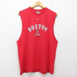 【20%OFF】L★古着 ナイキ NIKE ノースリーブ ビンテージ Tシャツ メンズ 00年代 00s ボストンレッドソックス コットン クルーネック 赤 レッド メジャーリーグ ベースボール 野球 25jul19 中古