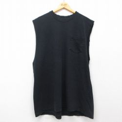 XL★古着 ディッキーズ Dickies ノースリーブ Tシャツ メンズ 無地 胸ポケット付き 大きいサイズ コットン クルーネック 黒 ブラック 25jul19 中古
