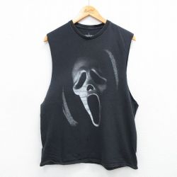 L★古着 ノースリーブ Tシャツ メンズ 映画 スクリーム コットン クルーネック 黒 ブラック 【spe】 25jul19 中古