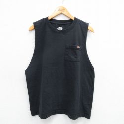 XL★古着 ディッキーズ Dickies ノースリーブ Tシャツ メンズ 胸ポケット付き コットン クルーネック 黒 ブラック 25jul19 中古