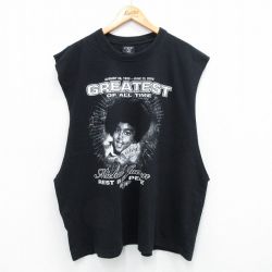 XL★古着 ノースリーブ ビンテージ ロック バンド Tシャツ メンズ 00年代 00s マイケルジャクソン 大きいサイズ コットン クルーネック 黒 ブラック 【spe】 25jul22 中古