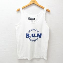 M★古着 b.u.m equipment ビンテージ タンクトップ メンズ 90年代 90s ビッグロゴ コットン クルーネック USA製 白 ホワイト 【spe】 25jul23 中古