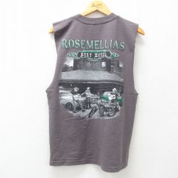 L★古着 ノースリーブ ビンテージ Tシャツ メンズ 90年代 90s ROSEMELLIAS コットン クルーネック USA製 グレー 25jul23 中古