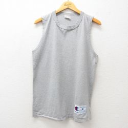 L★古着 チャンピオン champion ノースリーブ ビンテージ Tシャツ メンズ 00年代 00s 無地 コットン クルーネック グレー 霜降り 25jul25 中古