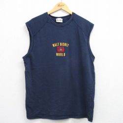 XL★古着 ノースリーブ ビンテージ Tシャツ メンズ 00年代 00s ディズニー DISNEY クルーネック 紺 ネイビー 25jul25 中古