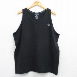 【50%OFF】XL★古着 チャンピオン champion タンクトップ メンズ ワンポイントロゴ 大きいサイズ クルーネック 黒 ブラック 25jul25 中古