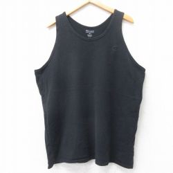 【50%OFF】XL★古着 チャンピオン champion タンクトップ メンズ ワンポイントロゴ 大きいサイズ クルーネック 黒 ブラック 25jul25 中古