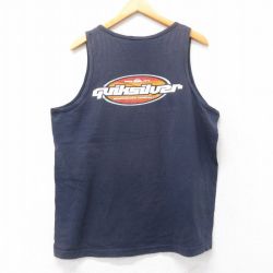 【50%OFF】XL★古着 クイックシルバー QUIKSILVER ビンテージ タンクトップ メンズ 90年代 90s ビッグロゴ 大きいサイズ コットン クルーネック USA製 紺 ネイビー 【spe】 25jul25 中古