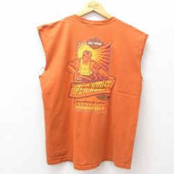 L★古着 ハーレーダビッドソン Harley Davidson ノースリーブ ビンテージ Tシャツ メンズ 00年代 00s OPEN HOUSE 茶系 ブラウン 25jul26 中古