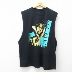 【50%OFF】XL★古着 ノースリーブ ヒップホップ ラップ Tシャツ メンズ アイスキューブ 大きいサイズ コットン クルーネック 黒 ブラック 25jul26 中古