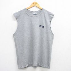 XL★古着 リーボック REEBOK ノースリーブ ビンテージ Tシャツ メンズ 00年代 00s ワンポイントロゴ クルーネック グレー 霜降り 25jul29 中古