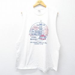 XL★古着 ノースリーブ ビンテージ Tシャツ メンズ 90年代 90s カムデン 大きいサイズ コットン クルーネック USA製 白 ホワイト 25jul30 中古