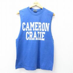 M★古着 ノースリーブ ビンテージ Tシャツ メンズ 90年代 90s キャメロンクレイジーズ バスケットボール コットン クルーネック 青 ブルー 25jul30 中古