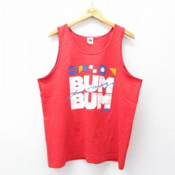 XL★古着 フルーツオブザルーム ビンテージ タンクトップ メンズ 80年代 80s BUM コットン クルーネック USA製 赤 レッド 25jul30 中古