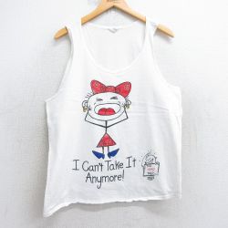 L★古着 ビンテージ タンクトップ メンズ 90年代 90s 女の子 コットン クルーネック USA製 白 ホワイト 25jul31 中古
