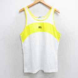 【50%OFF】M★古着 ビンテージ タンクトップ メンズ 90年代 90s BR ツートンカラー メッシュ地 クルーネック USA製 デッドストック 白他 ホワイト 25jul31 中古