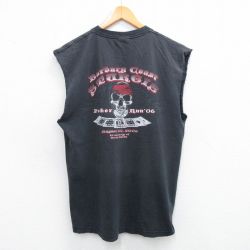 L★古着 ノースリーブ ビンテージ Tシャツ メンズ 00年代 00s スタージス スカル 胸ポケット付き コットン クルーネック 黒 ブラック 25aug12 中古