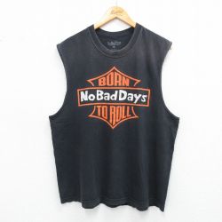 XL★古着 ノースリーブ Tシャツ メンズ No Bad Days コットン クルーネック 黒 ブラック 25aug12 中古