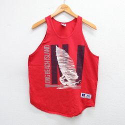 M★古着 ラッセル ビンテージ タンクトップ メンズ 90年代 90s セーリング コットン クルーネック USA製 赤 レッド 25aug12 中古