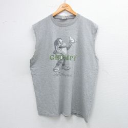 XL★古着 ノースリーブ ビンテージ Tシャツ メンズ 00年代 00s ディズニー DISNEY しらゆきひめ 7人の小人 七人のこびと グランピー コットン クルーネック グレー 霜降り 25aug12 中古