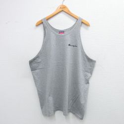 XL★古着 チャンピオン champion ビンテージ タンクトップ メンズ 00年代 00s ワンポイントロゴ 大きいサイズ コットン クルーネック グレー 霜降り 25aug12 中古