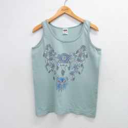 M★古着 ビンテージ タンクトップ メンズ 00年代 00s ドリームキャッチャー コットン クルーネック 薄緑 グリーン 25aug12 中古