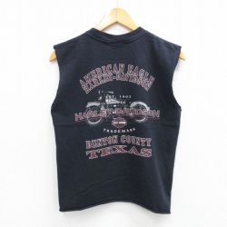 M★古着 ハーレーダビッドソン Harley Davidson ノースリーブ ビンテージ Tシャツ メンズ 00年代 00s ビッグロゴ コットン クルーネック USA製 黒 ブラック 25aug12 中古