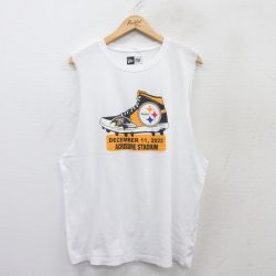 XL★古着 ニューエラ ノースリーブ Tシャツ メンズ NFL ピッツバーグスティーラーズ ボルチモアレイブンズ コットン クルーネック 白 ホワイト アメフト スーパーボウル 25aug12 中古
