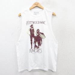 【50%OFF】L★古着 ノースリーブ ロック バンド Tシャツ メンズ フリートウッドマック コットン クルーネック 白 ホワイト 25aug12 中古