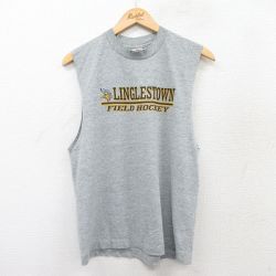 M★古着 フルーツオブザルーム ノースリーブ ビンテージ Tシャツ メンズ 90年代 90s リングルズタウン フィールドホッケー クルーネック グレー 霜降り 25aug13 中古
