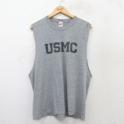 L★古着 ノースリーブ ビンテージ Tシャツ タンクトップ メンズ 90年代 90s ミリタリー USMC クルーネック USA製 グレー 霜降り 【spe】 25aug13 中古