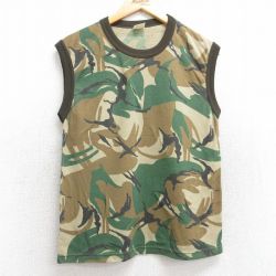 M★古着 ノースリーブ ビンテージ Tシャツ メンズ 80年代 80s クルーネック ベージュ他 カーキ 迷彩 25aug13 中古