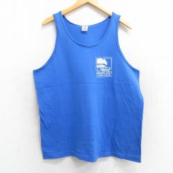 L★古着 フルーツオブザルーム ビンテージ タンクトップ メンズ 90年代 90s Wedcliff ゴルフ コットン クルーネック USA製 青 ブルー 25aug13 中古