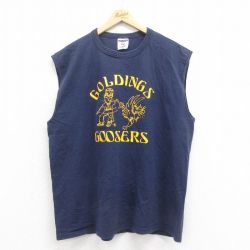 XL★古着 ジャージーズ ビンテージ ノースリーブ Tシャツ メンズ 90年代 90s GOLDINGS クルーネック USA製 紺 ネイビー 25aug13 中古