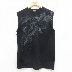 M★古着 ハーレーダビッドソン Harley Davidson ビンテージ ノースリーブ Tシャツ メンズ 00年代 00s スカル 胸ポケット付き USA製 黒 ブラック 【spe】 25aug13 中古