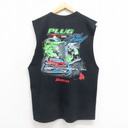 L★古着 ビンテージ タンクトップ メンズ スナップオン コットン 黒 ブラック 25aug18 中古