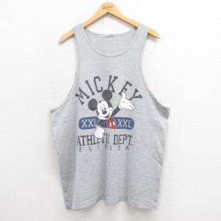 XL★古着 タンクトップ メンズ ディズニー DISNEY ミッキー MICKEY MOUSE 大きいサイズ グレー 霜降り 25aug18 中古
